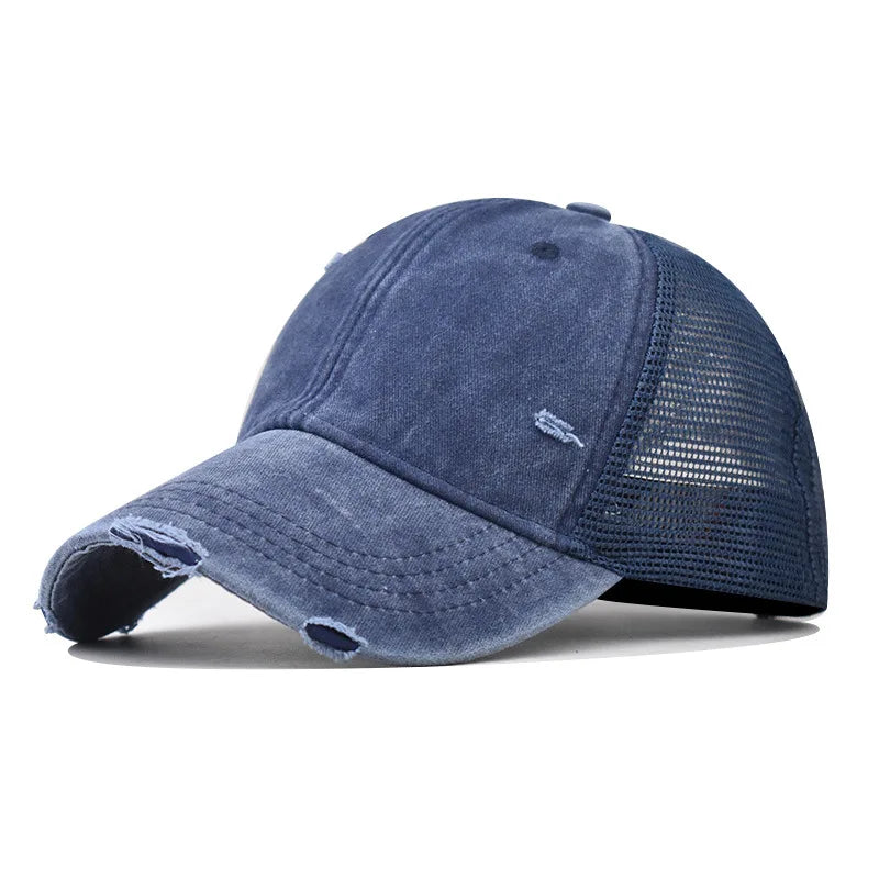Washed Cotton Mesh Breathable Baseball Cap Made Old Ripped Light Board Caps Men and Women Tide Spring and Summer Vintage Hat