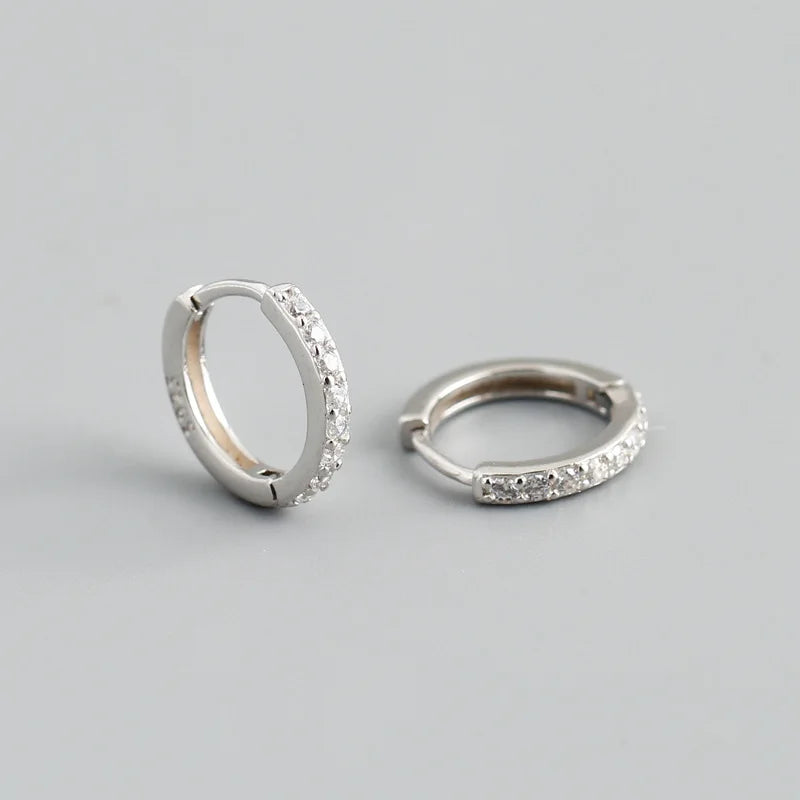 WANTME Real 925 Sterling Silver Gothic Simple White Zircon Hoop Earrings for Women Men Charms Unique Party Couple Jewelry 2021