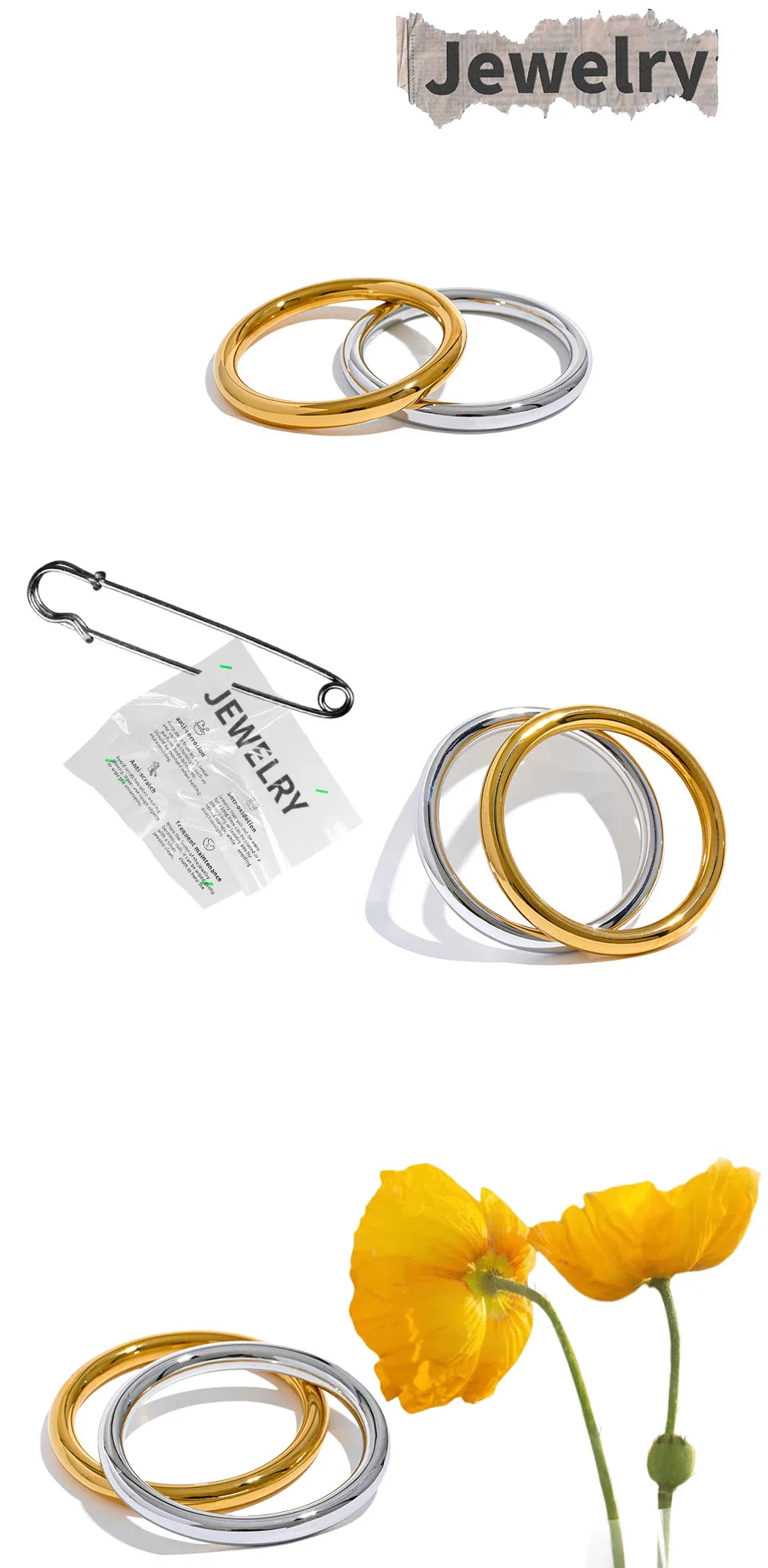 Yhpup 65mm Polished Textured Waterproof Stainless Steel Big Bracelet Bangle Statement Glossy Minimalist Jewelry High Quality