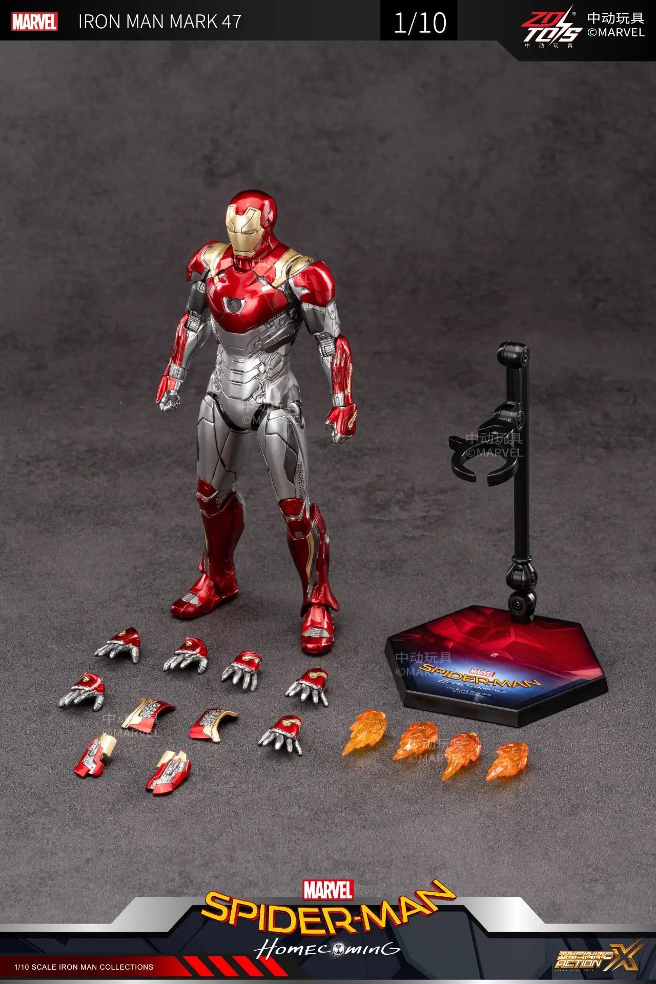 ZD Toys Iron Man MK35 Red Snapper Action Figure Iron Man Mk41 Mk47 Tank MK24 MK22 1/10 Scale Iron Man Collections Gift