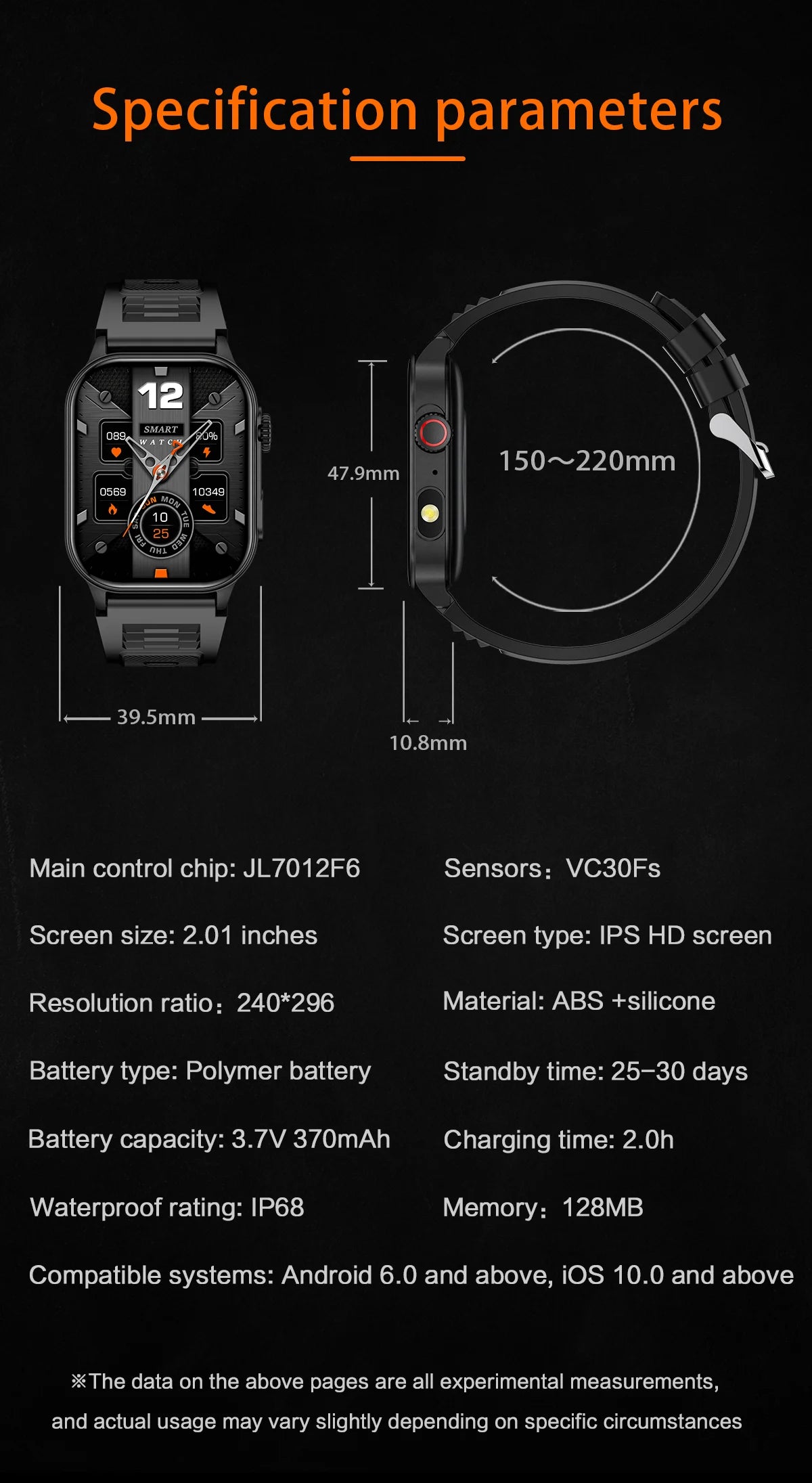 LIGE New Smart Watch LED Flashlight Military Sport Watches 2.01'' Screen Health Monitor Bluetooth Call Waterproof Smartwatch Men