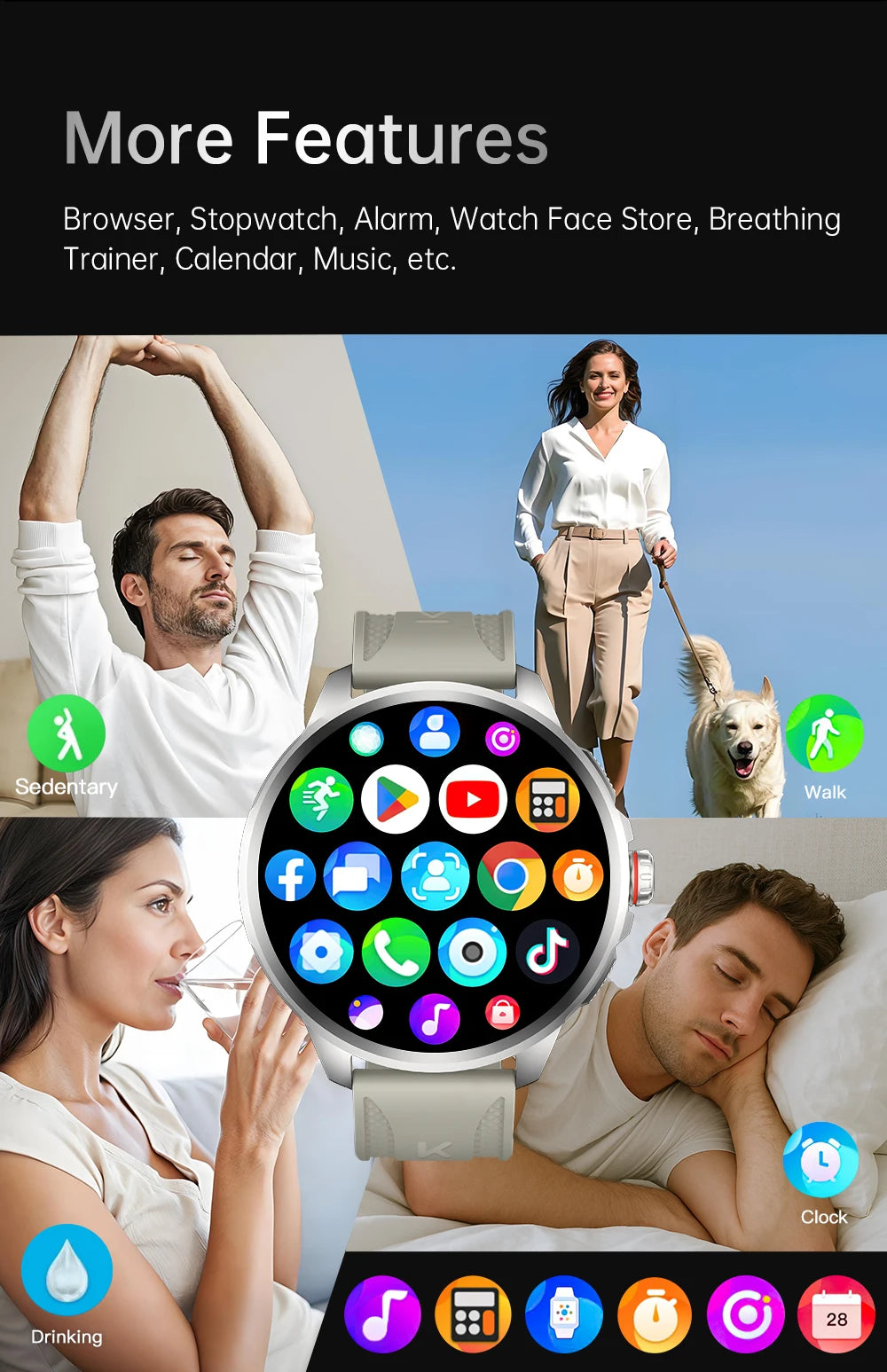 KUMI Watch X3 Pro Android 4G WiFi Smartwatch, 1.75" AMOLED, GPS, 200MP Camera, 32GB, Waterproof, Fitness Tracking Smart Watch