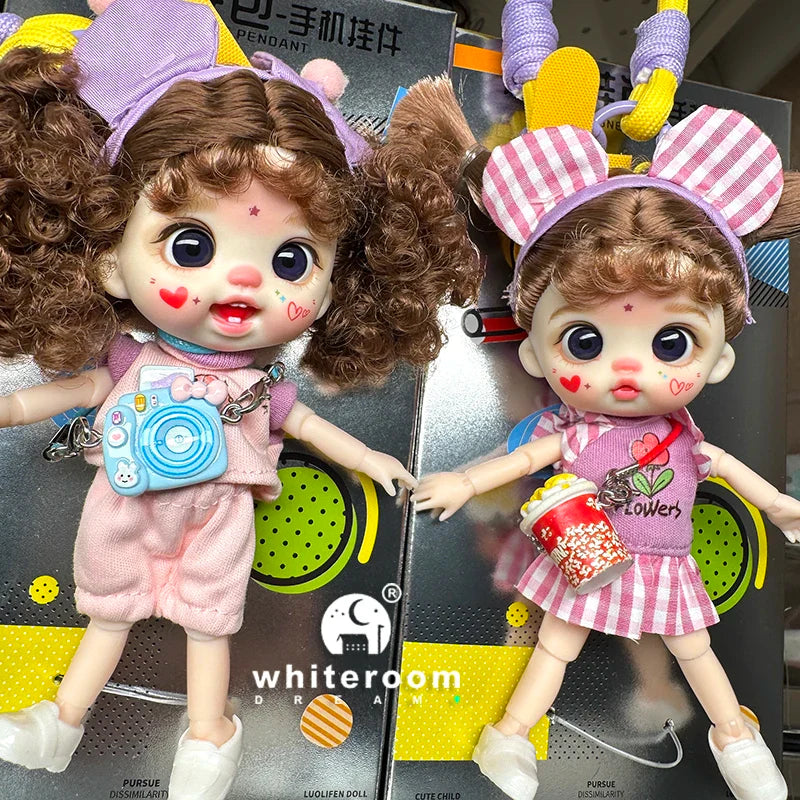 Mini Doll Dolls for girls Labbu doll pocket blyth Boy girl Doll Barbi cry Baby Rainbow Ball jointed doll Mobile phone Decoration