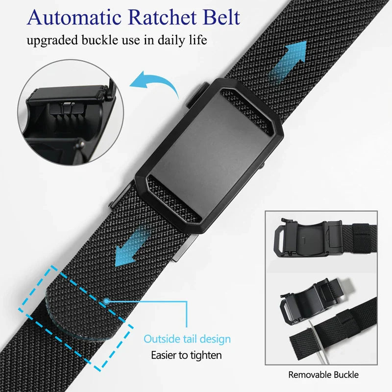Newest Automatic Buckle Belt Canvas Tactical Waist Belt Durable Casual Outdoor Hunting Golf Adventure Training Pant Belt for Man