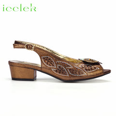 Brown Color Elegant Low Heels Nigeria Popular Design African Ladies Shoes