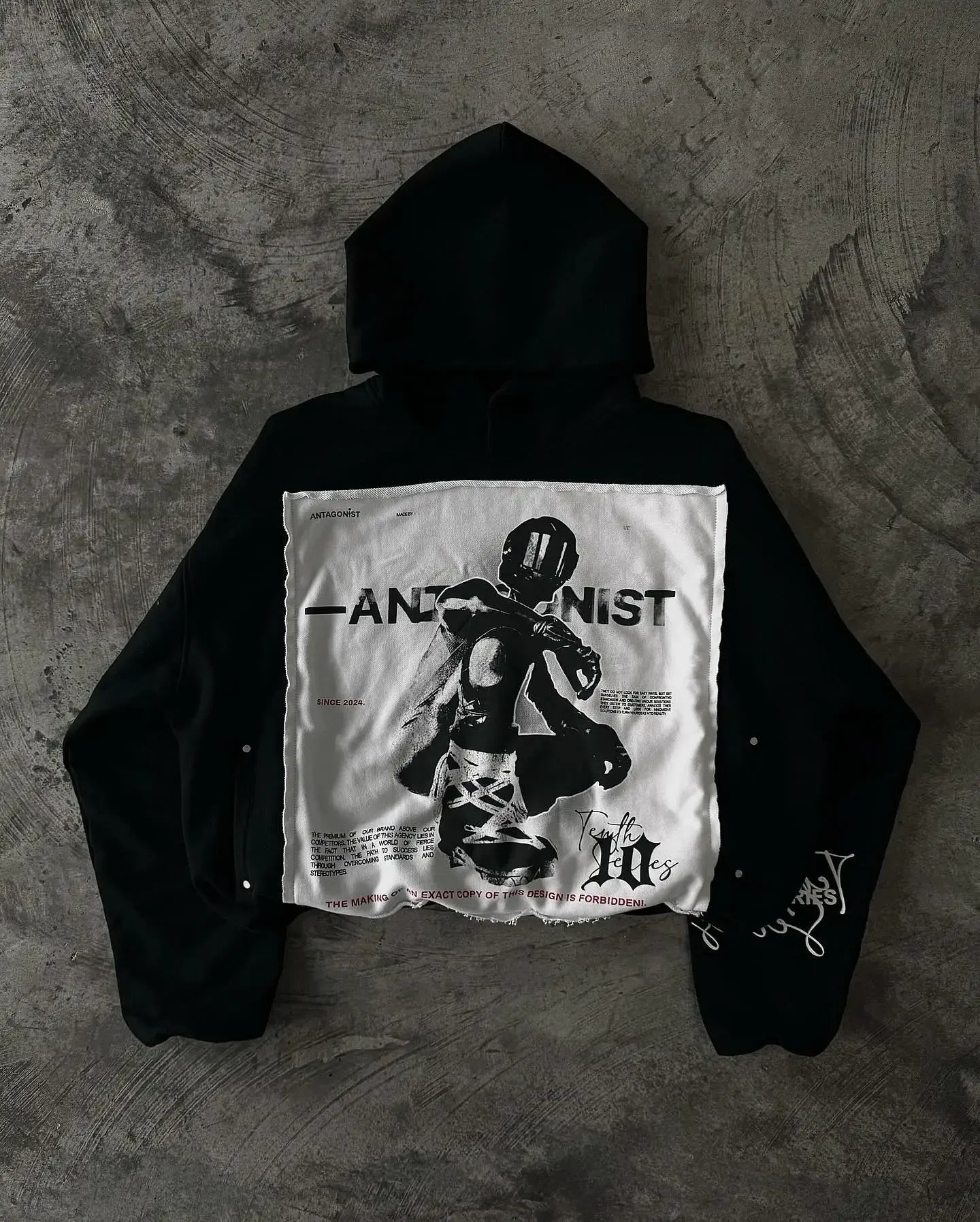 Y2K Hoodie Sweatshirt Hip Hop Retro Patch Embroidery Black Oversized