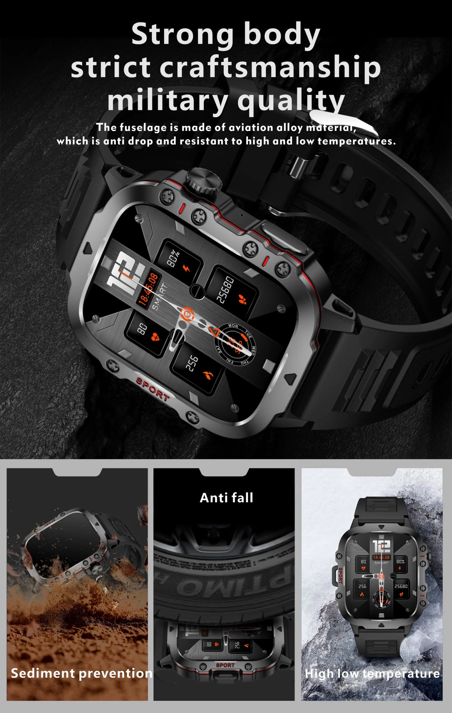 Military Men Smart Watch Bluetooth Call Fitness Clock Heart Monitor 3ATM Swim Waterproof Sport Smartwatch for IOS Android 2025