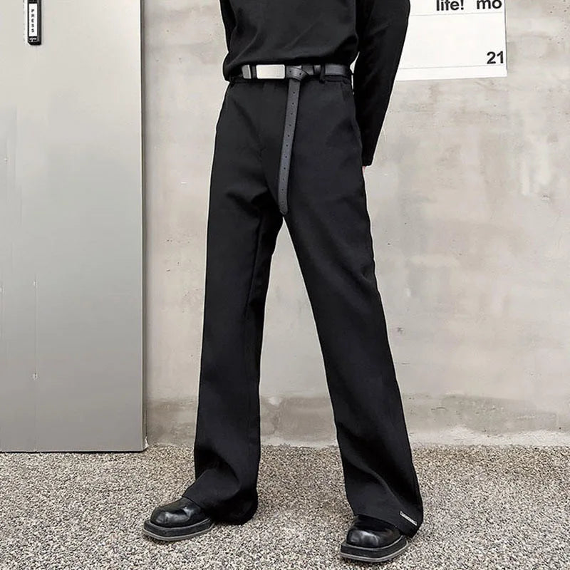 Trendy Male Suit Summer Pocket Minimalism Casual Solid Color Men Flare Trouser