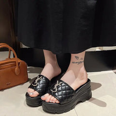 Women Platform Slippers Summer Luxury Korean Fashion Open Toe Low Heel