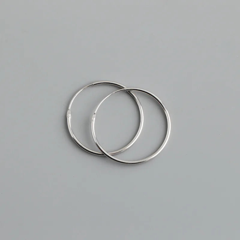 WANTME Genuine 925 Sterling Silver Fashion Korean Simple Hoop Earrings for Women Men Charming Chic Party Jewelry Accessories
