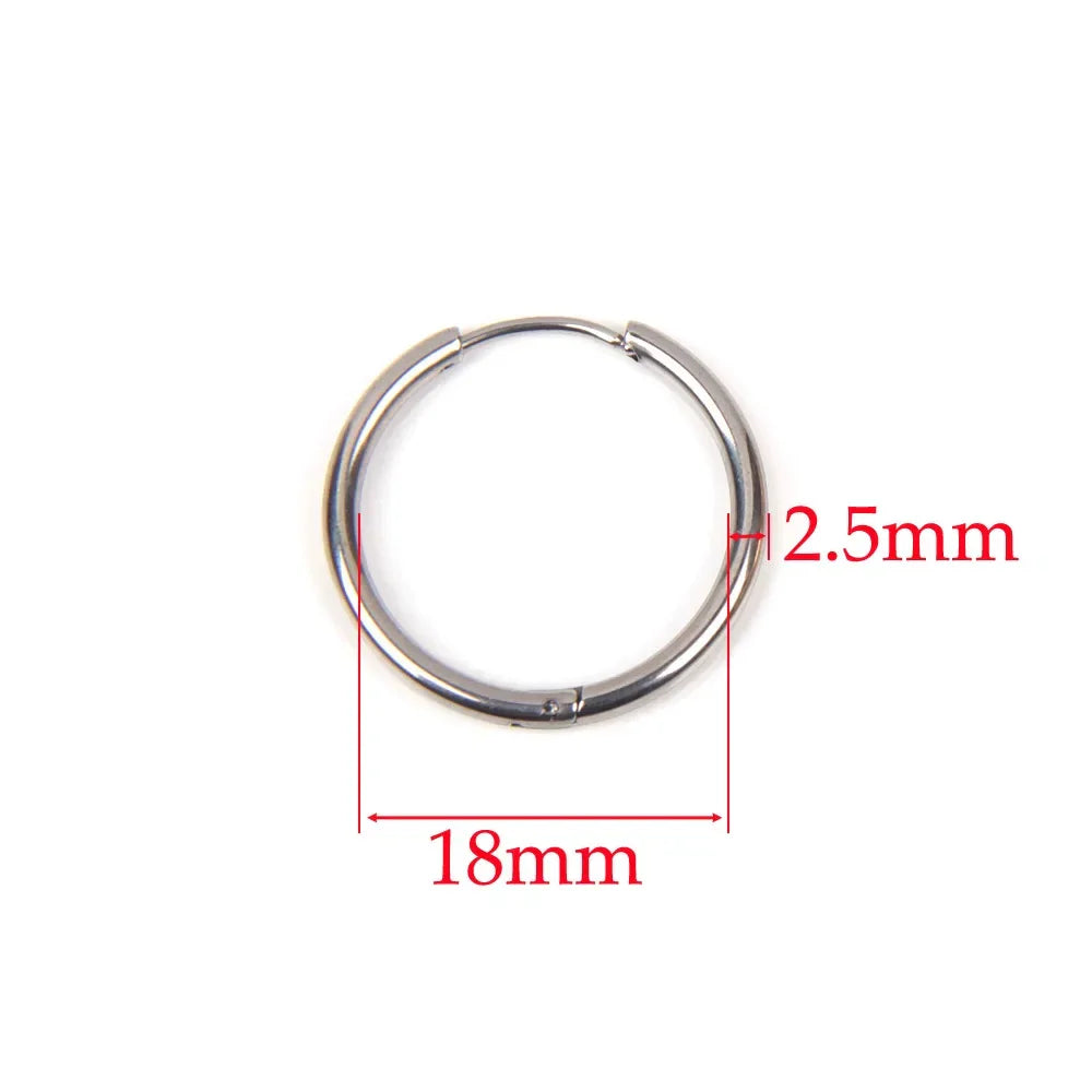 10pcs 316L Stainless Steel Hoop Earrings Women Men Punk Hiphop Circular Ear Buckle Ring Jewelry Gold Color Accessories Wholesale