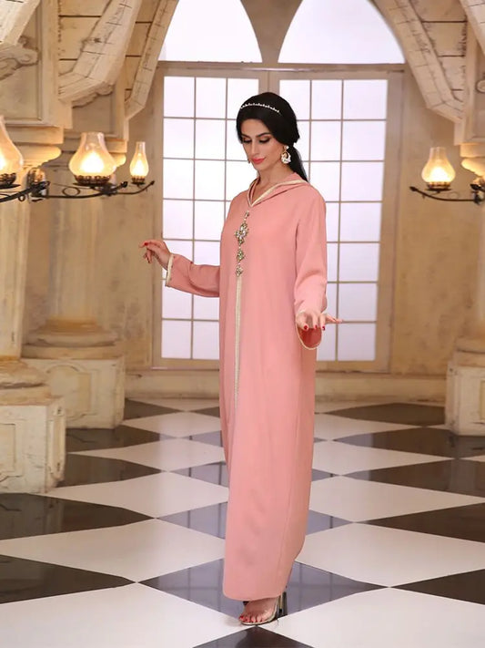 Pink Kebaya Abaya Dubai Turkey Islam Muslim Prayer Dress Abayas For Women