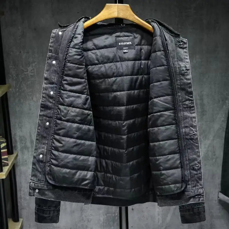 Plush Denim Hooded Jackets Fashion Winter Casual Removable Thicken Hole Loosed Jeans