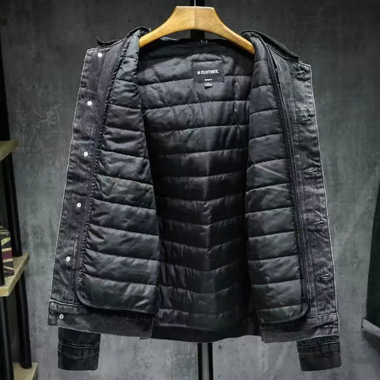 Plush Denim Hooded Jackets Fashion Winter Casual Removable Thicken Hole Loosed Jeans