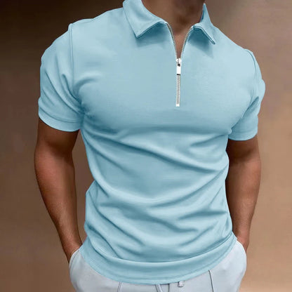 Business Men's Golf Polo Zipper Collar Short Sleeve Polo Shirt Outdoor Casual Daily Street Wear Summer Micro Elastic Polyester