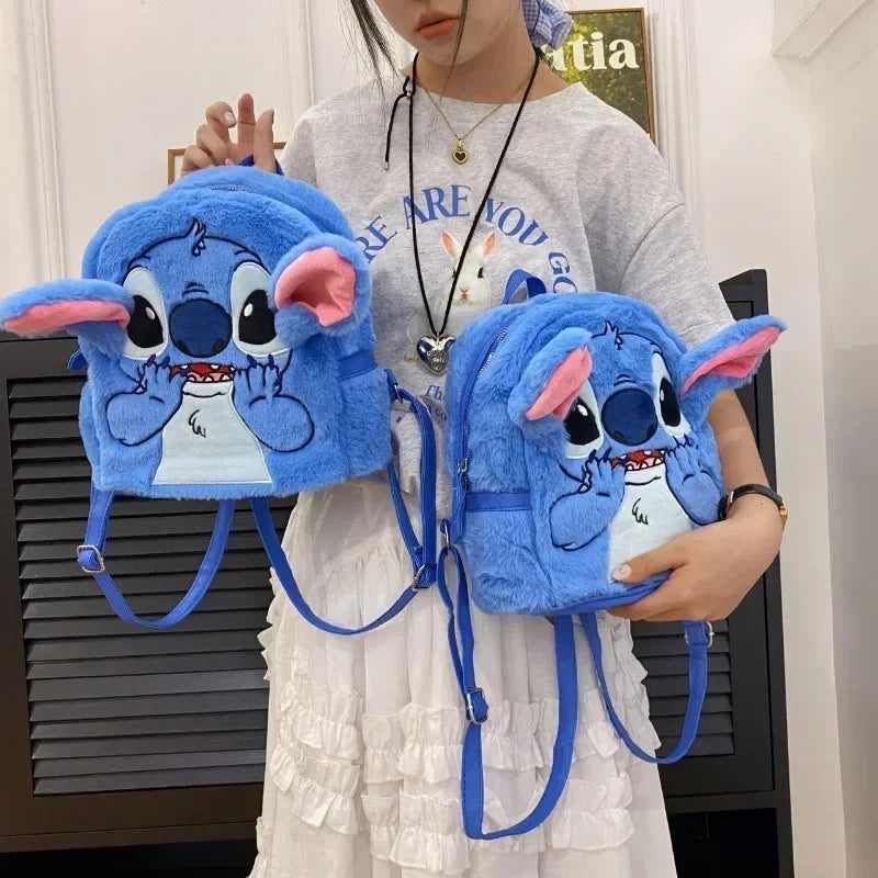 Disney high-quality sewn plush backpack cartoon fashion 3D mini women's backpack large capacity cute children's school bag