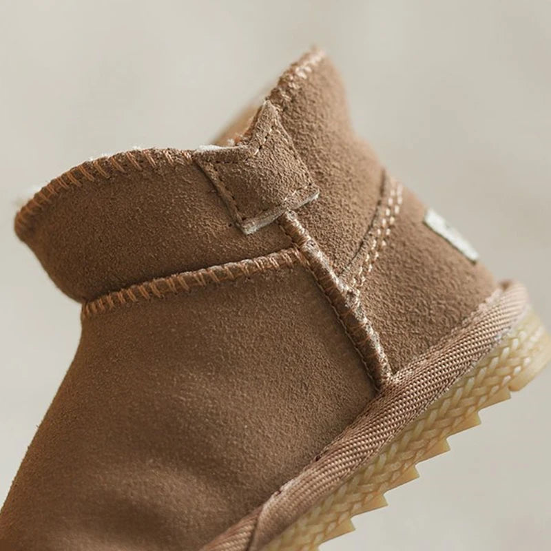 Baby Snow Boots Warm Plush Leather Toddler Shoes Fashion Boys