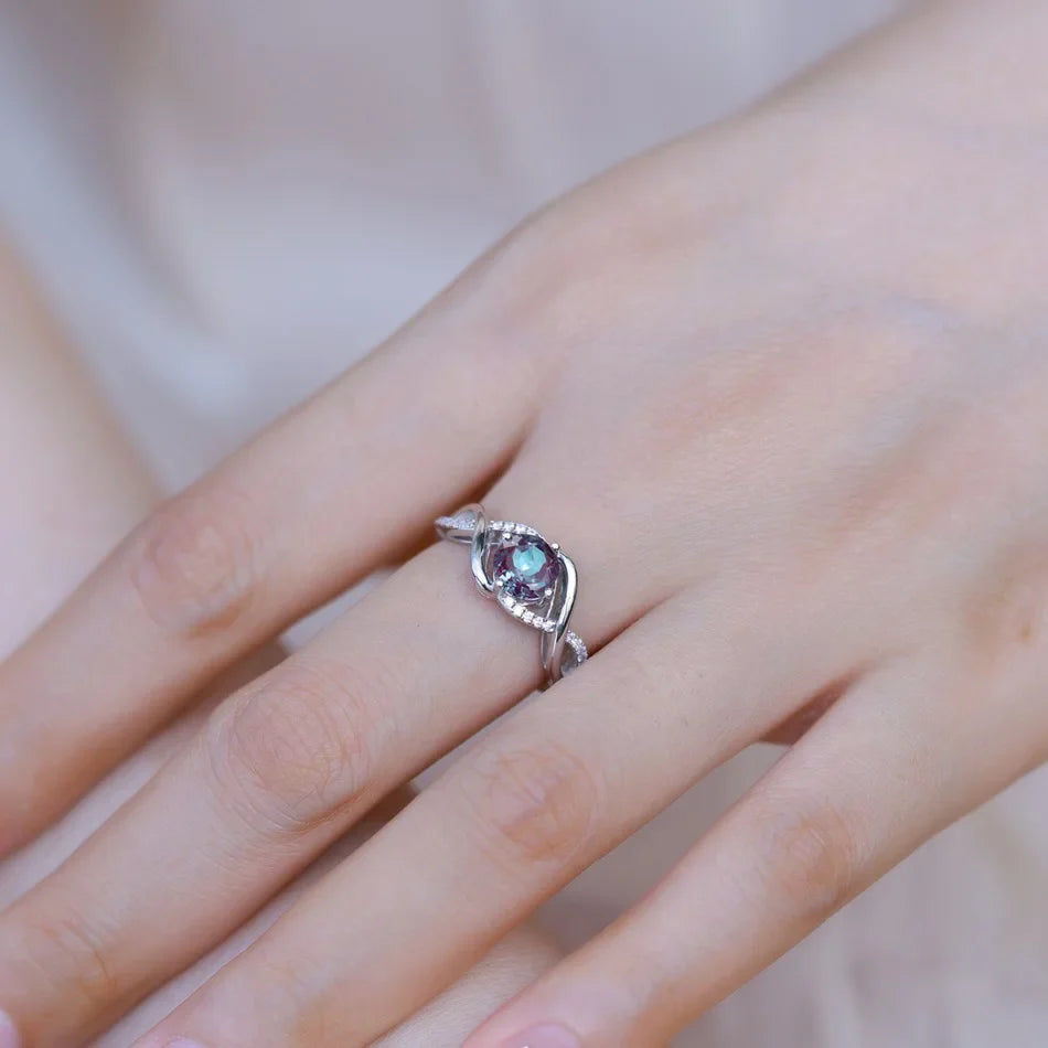 ALLNOEL 925 Sterling Silver Alexandrite Ring For Women Exquisite Style Fashionable Engagement rings Wedding Luxury diamond ring