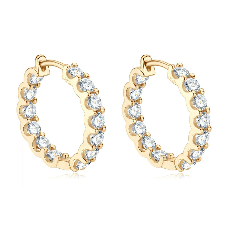 IOGOU Hoops 100% 925 Sterling Silver Real 3mm Moissanite Stud Earrings For Women Sparkling Jewelry Gifts with Certificate Gifts