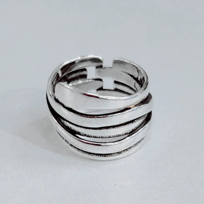 925 Sterling Silver Irregular Spring Woman Rings Wedding Vintage Jewelry Punk