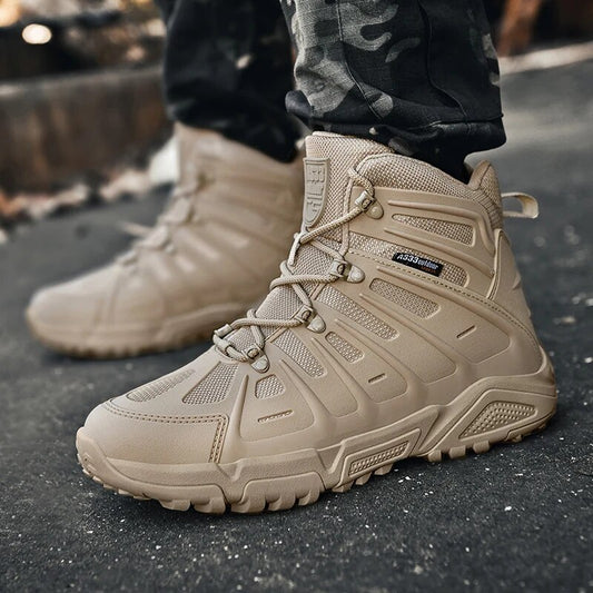 Men's Military Boots Autumn Round Head Lace Up High-top Sneakers Outdoor