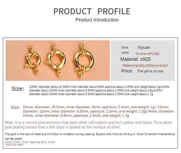925 Sterling Silver Spring buckle accessories, circle bubble buckle, necklace joint beads buckle, DIY DIY connection buckle