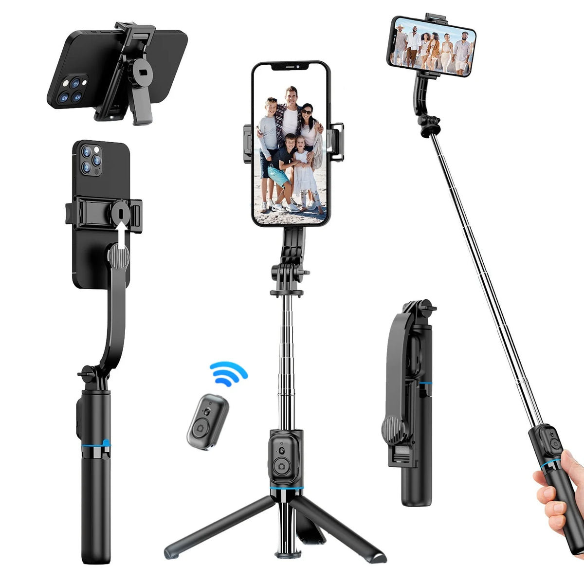 Selfie Stick with Tripod Stand and Remote, 42" Extendable Selfie Stick