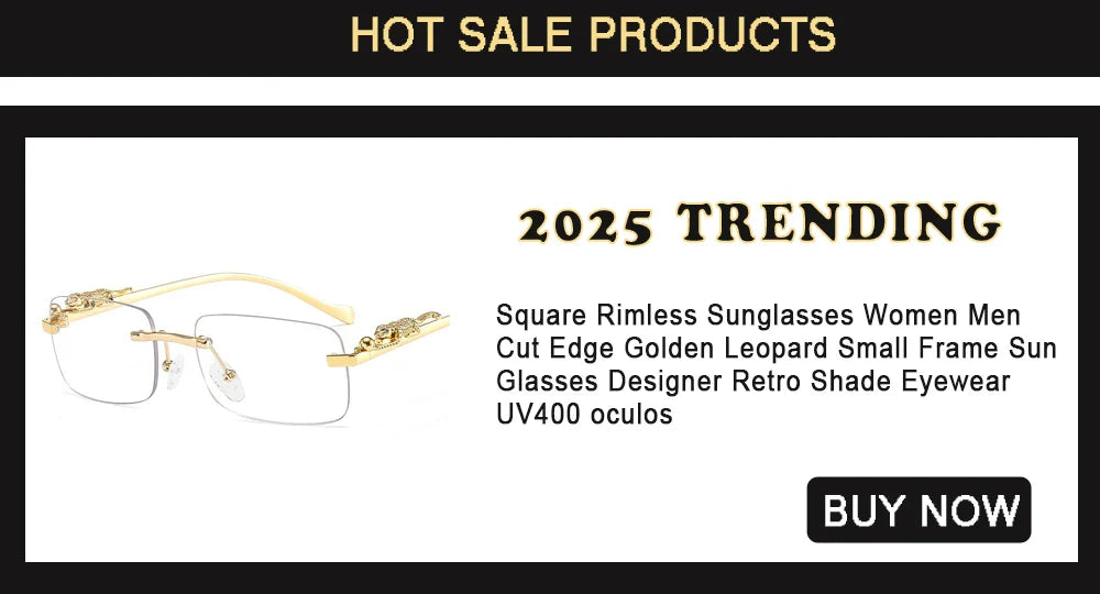 Trendy Punk Sunglasses Rimless Rectangle Sun Glasses for Men Women Fashion UV400 Driving Shades Frameless Gradient Eyewear