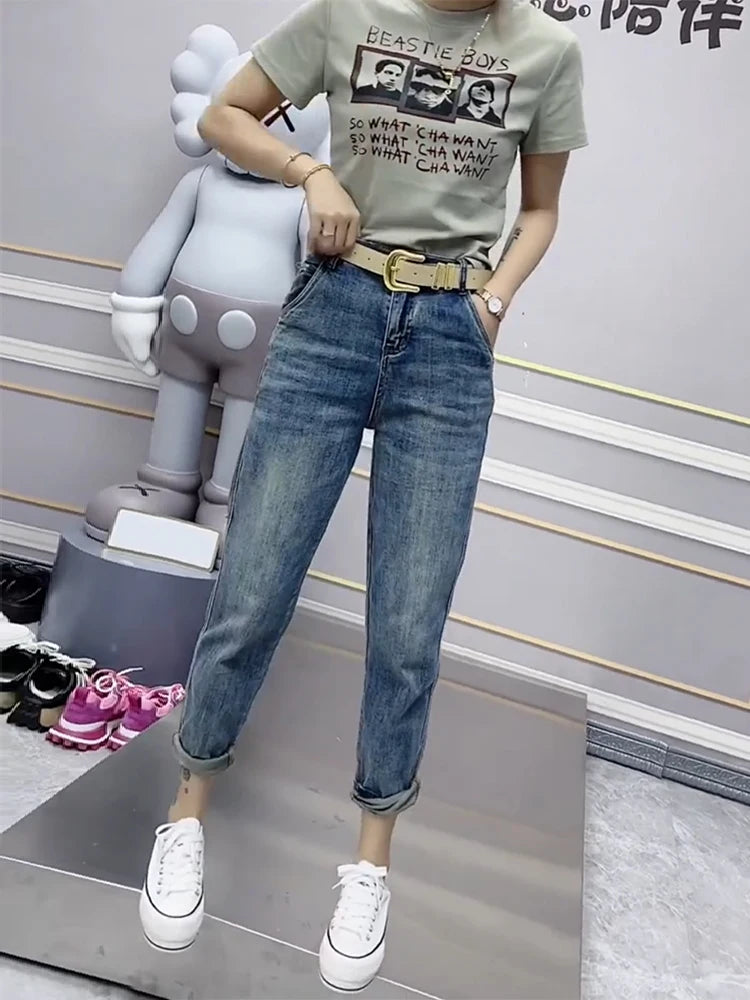 Y2k Large Size Tencel Straight Leg Jeans Female Summer Thin