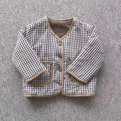 Warm Jacket Children Two Sides Wear Plaid