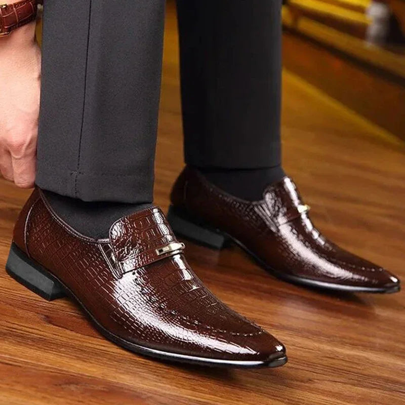 Classic Dress Shoes for Men Leather Shoes PU Crocodile Business Casual Formal Sneakers Plus Size Office Wedding Party Oxfords