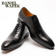Luxury Brand Mens Oxford Leather Shoes Black Brown Handmade Lace Up
