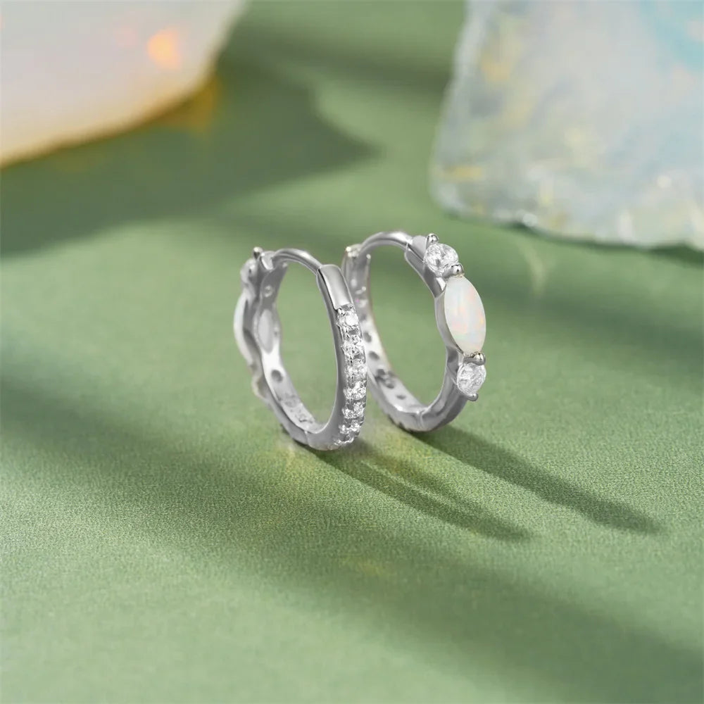 ROXI 925 Sterling Silver White Zircon Opal Earrings For Women Girl Wedding Engagement Jewelry Delicate Ear Buckle jewelry