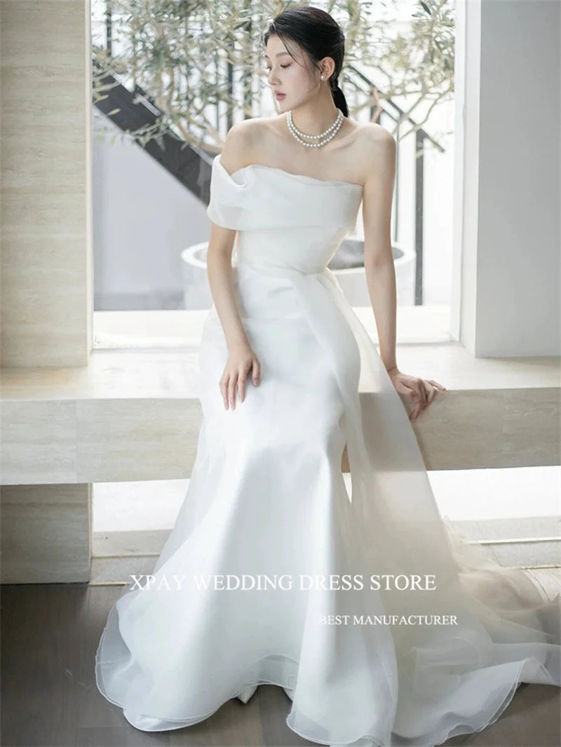White Bridesmaid Dresses: Wedding Dresses Korea Photoshoot Off Shoulder
