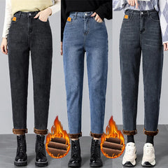 Women Thermal Harem Jeans Winter Snow Warm Stretch Baggy Jeans Lady Plus Size Trousers