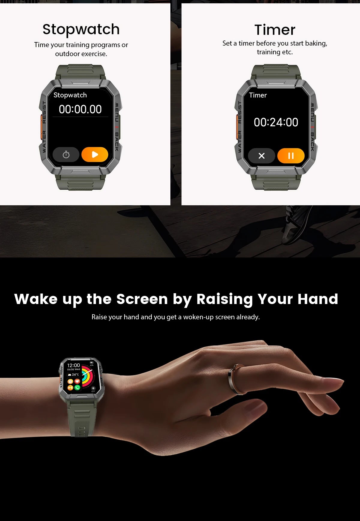 Blackview W60 Smartwatch 2.01'' HD Display TFT Rugged Smart Watch for Outdoor With Emergency Lighting Bluetooth Calling