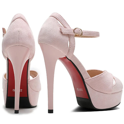 2024 Luxury Brand Women Sandals Sexy 12cm High Heels Wedding Bride Shoes Party Platform Strap Open Toe Shoes Ladies Pumps Black