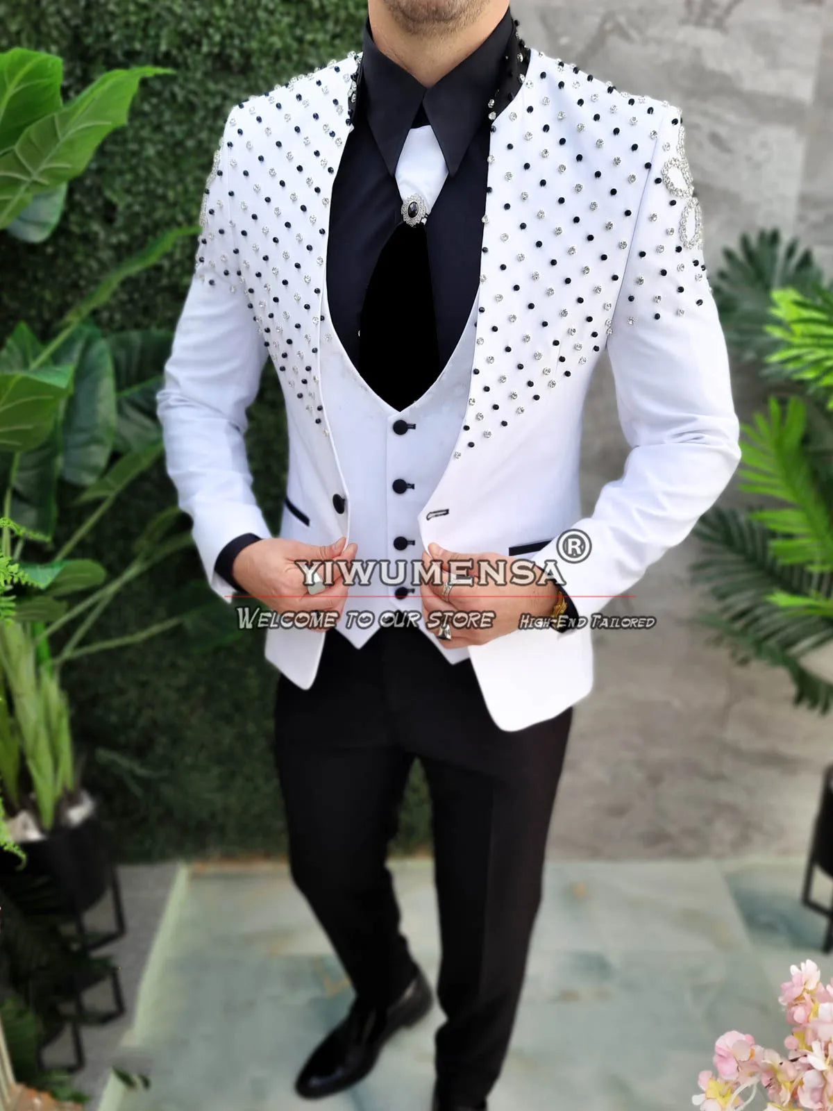 Tuxedo for Mens: Beaded Suits Men For Wedding Slim Fit Single Breasted Jacket