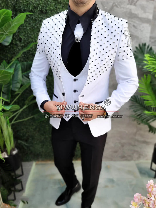 Tuxedo for Mens: Beaded Suits Men For Wedding Slim Fit Single Breasted Jacket