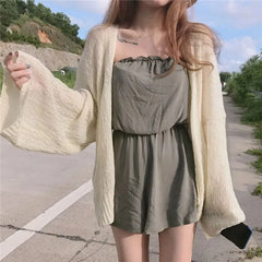 Knitted Cardigan for Women Summer Oversized Knit Loose Coat Sweater Korean Top