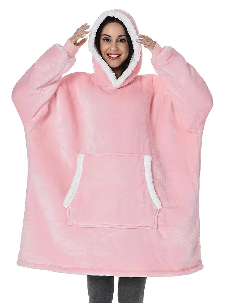 Oversized Hoodies Sweatshirt Women Hoodies Fleece Giant TV Blanket With Sleeves Coats