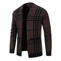 Autumn Sweatwear Casual Men's Cardigan Basic Striped Formal Slim Fit Sweater