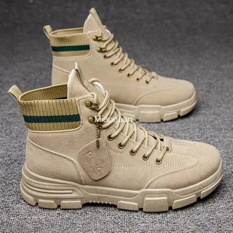 Men Boots Leather Waterproof Lace Up Military Boot Men Winter Fashion Ankle Shoes