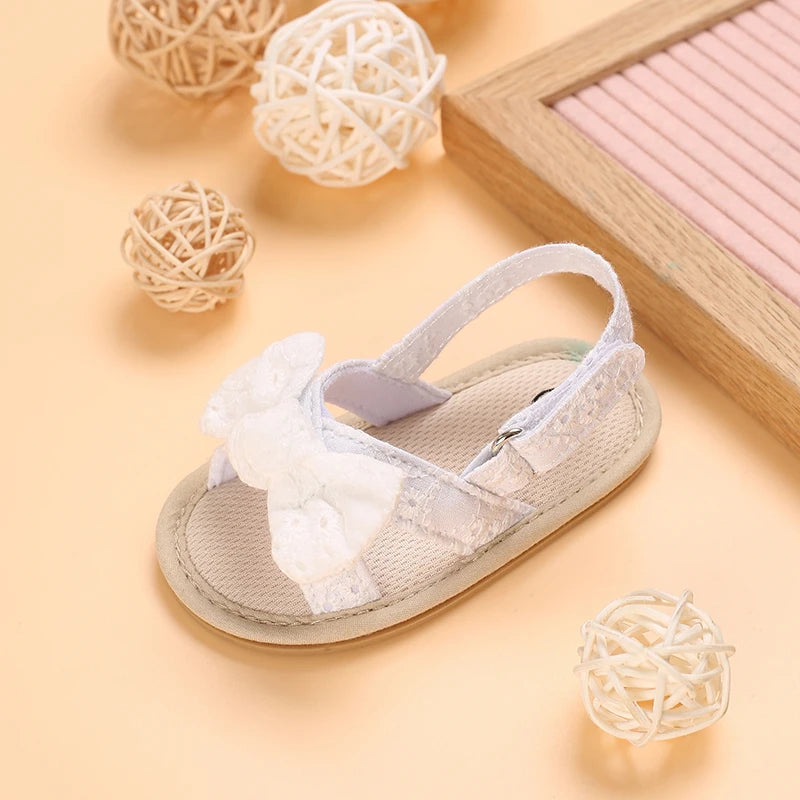 Baby girl bow sandals cute summer soft bottom flat princess shoes baby non-slip