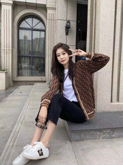 Women's Sweater Knitted Casual Sweater Jacquard Letter Knitted Cardigan