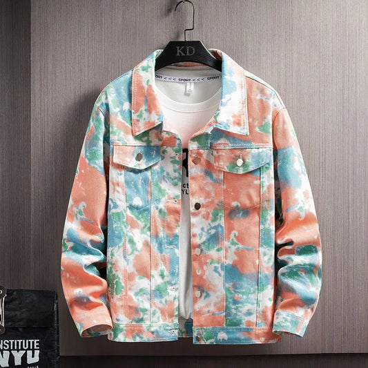 Korean version youth men's camouflage denim jacket spring new loose top men's jacket