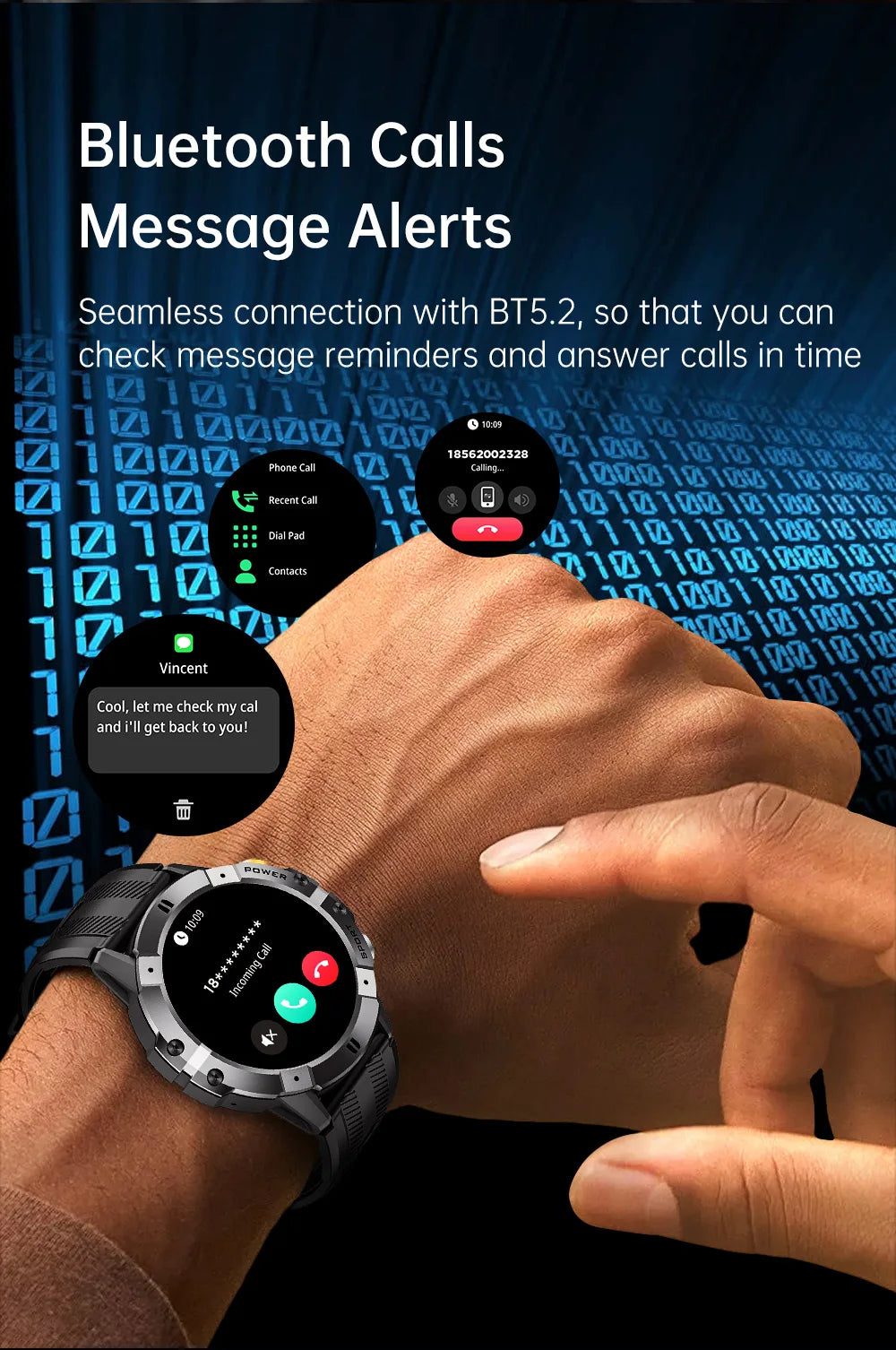 CUBOT C29 SmartWatch 1.52-inch 1ATM Waterproof Sport Watch for Men 410mAh Battery, Bluetooth Call, Heart Rate&24H Health Monitor