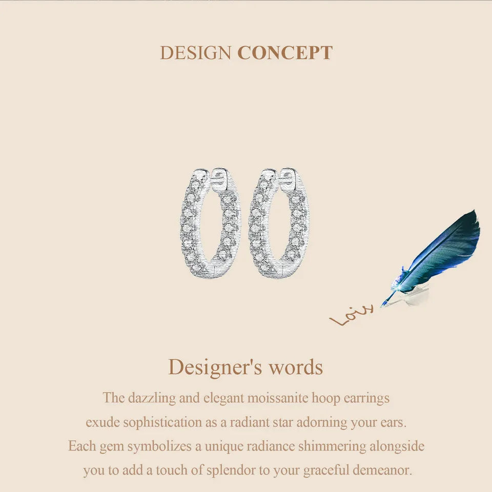 BAMOER Gold Moissanite Hoop Earrings for Women, 925 Sterling Silver D Color Round Cut Lab Diamond Hypoallergenic Earrings