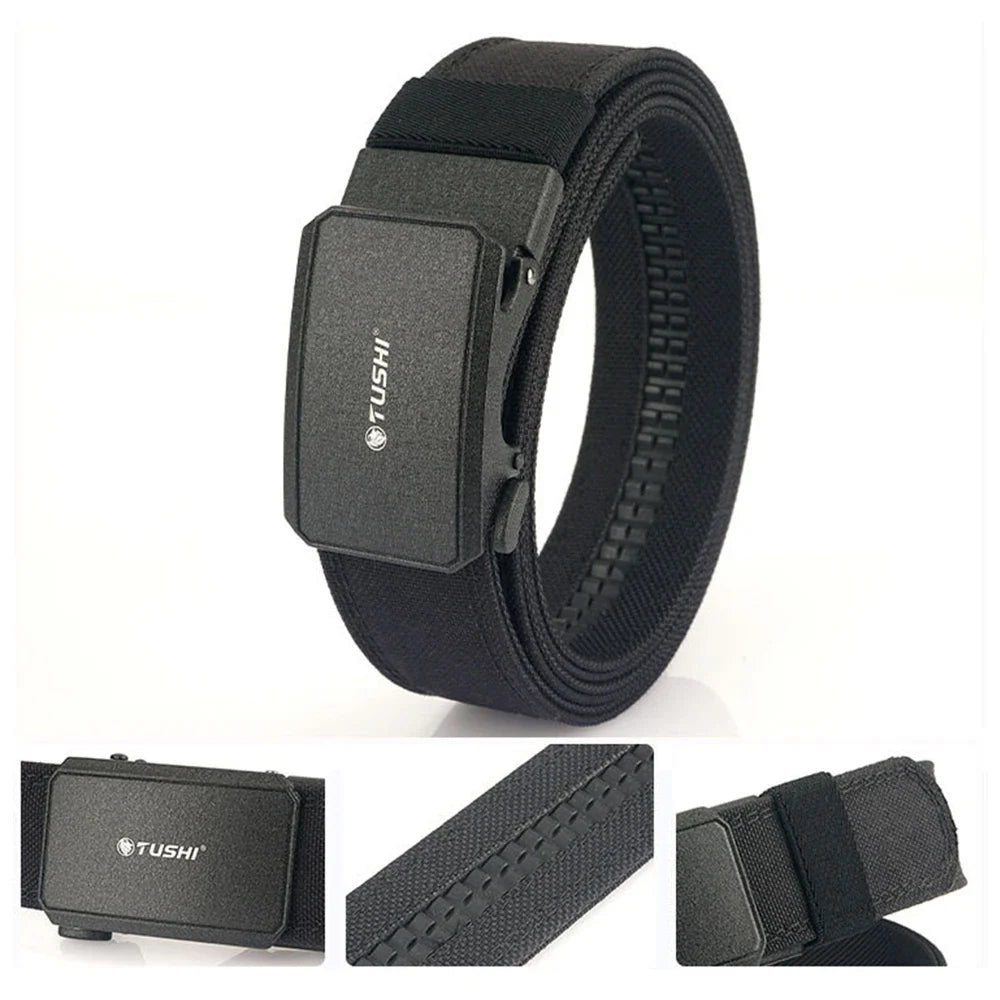 TUSHI Automatic Buckle Comfortable Nylon Military Gun Belt Outdoor Hunting Multifunctional IPSC Tactical Canvas Belt Men Belt