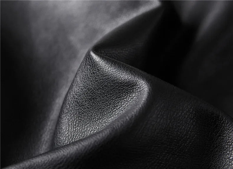 Winter Black Leather Jacket Men Fur Lined Warm Motorcycle Jacket Slim Street